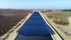 Rendering of how solar panels would cover a canal in California.Image: Project Nexus